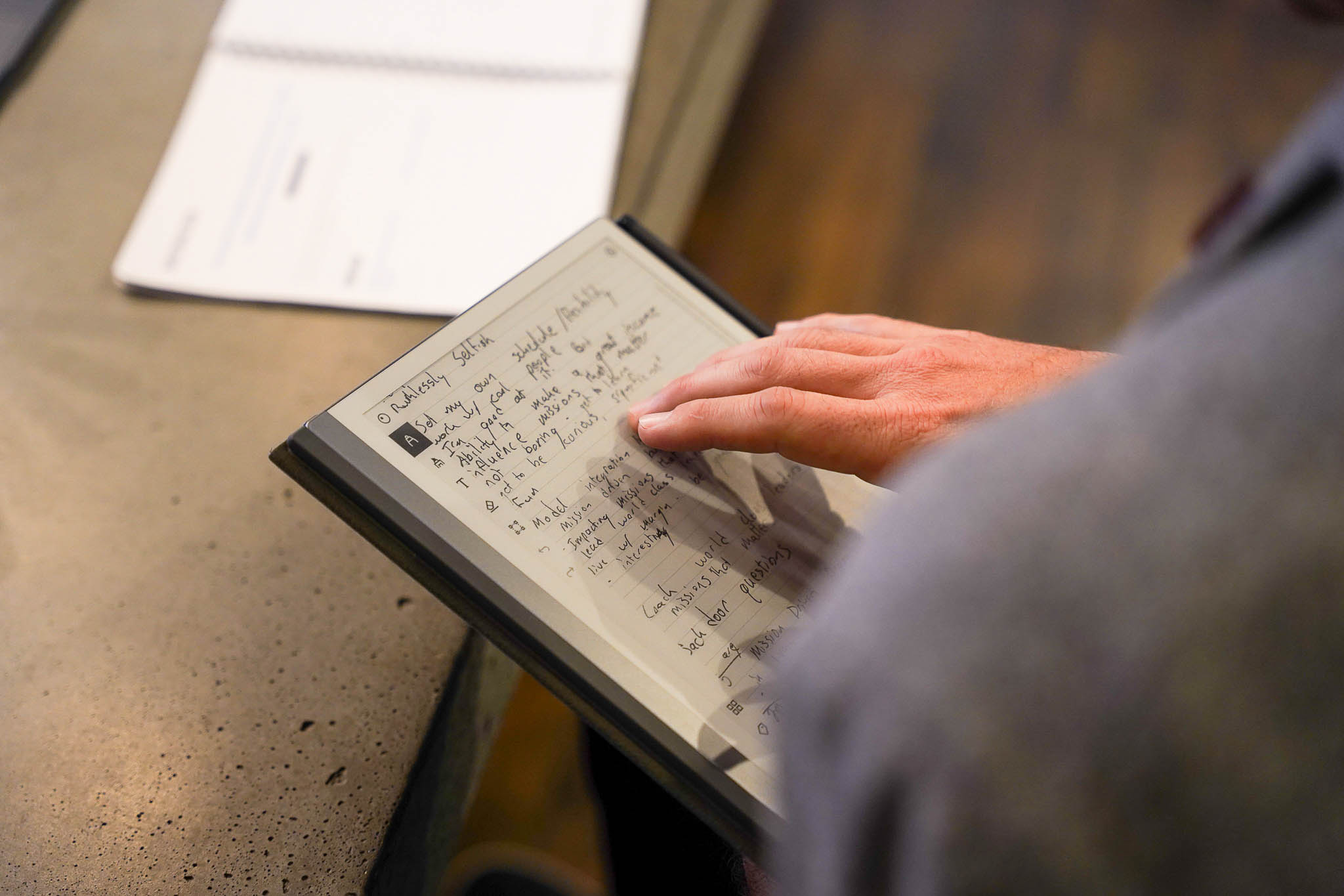 Hand scrolling on tablet